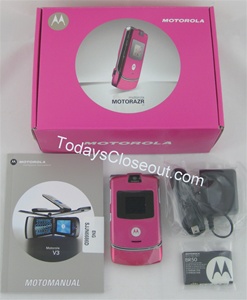 BRAND NEW MOTOROLA RAZR V3 PINK - GSM UNLOCKED WHOLESALE CELL PHONES NEW AND REFURBISHED BLUETOOTH HEADSETS AND ACCESSORIES
